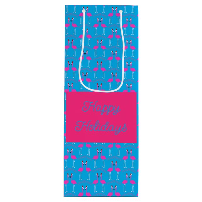 Sacola Para Vinho Personalizado Flamingos Flamingo Belles de Natal (Frente)