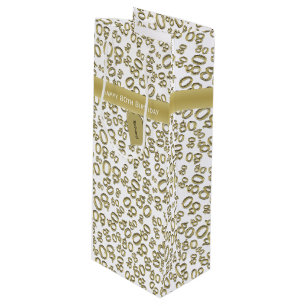 Sacola Para Vinho Personalize: Ouro feliz do aniversário do
