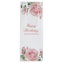 Sacola Para Vinho Pink Floral Rose Birthday Party