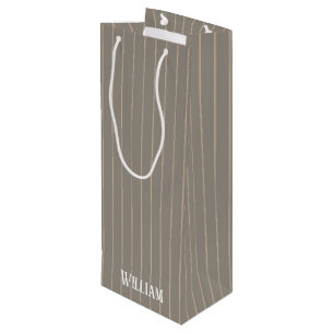 Sacola Para Vinho Pinstripes bege personalizado