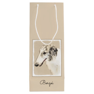 Sacola Para Vinho Pintura de Borzoi (Silver Brindle) Original