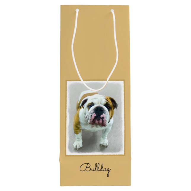 Sacola Para Vinho Pintura de Buldogue - Arte de Cachorro Original Bo (Verso)