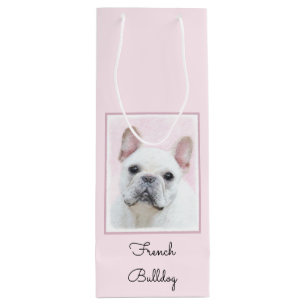 Sacola Para Vinho Pintura de Bulldog Francês (Cream/Branco) - Arte