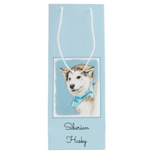 Sacola Para Vinho Pintura De Cachorro Siberiana - Arte De Cachorro O