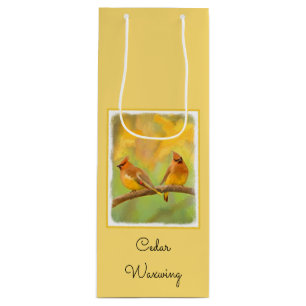 Sacola Para Vinho Pintura De Cedar Waxwing - Arte De Cachorro Origin