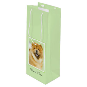 Sacola Para Vinho Pintura De Chow Chow - Arte De Cachorro Original