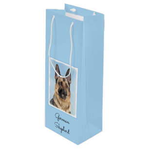 Sacola Para Vinho Pintura de german shepherd - Arte de Cachorro Orig