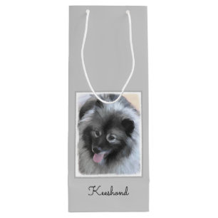 Sacola Para Vinho Pintura de Keeshond Bailey - Arte de Cachorro Orig