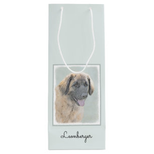 Sacola Para Vinho Pintura de Leonberger - Arte de Cachorro Original 