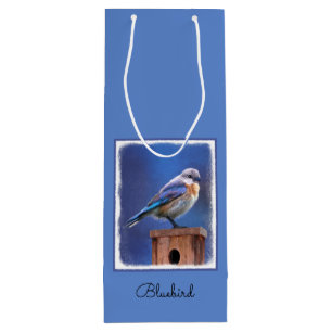 Sacola Para Vinho Pintura de pássaro-azul (feminina) - Arte de pás