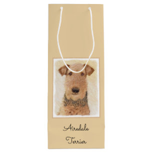 Sacola Para Vinho Pintura de Terrier Airedale - Arte original cômoda