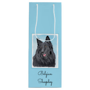 Sacola Para Vinho Pintura em Sheepdog Belga - Arte em Cachorro Origi