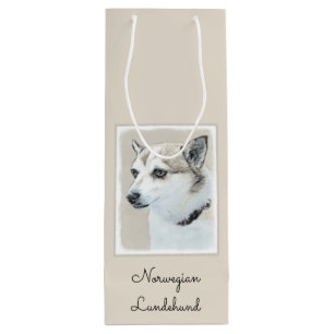 Sacola Para Vinho Pintura Norueguesa De Lundehund - Arte Original De