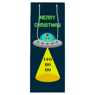 Sacola Para Vinho Pneus voadores de Alienígena Ho Ho de Natal Person