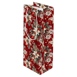 Sacola Para Vinho Poinsettia White Red Green