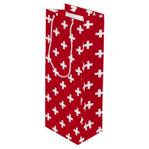 Sacola Para Vinho Polka branca cruza em vermelho