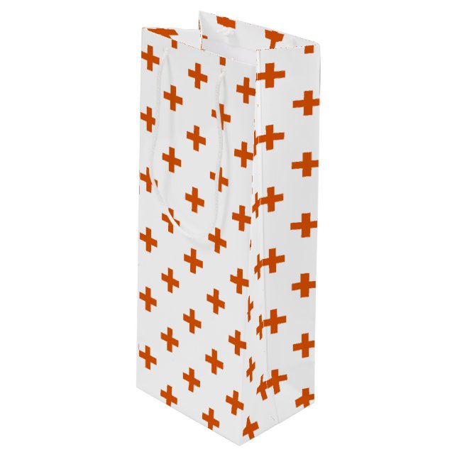 Sacola Para Vinho Polka laranja cruza em branco (Frente inclinada)