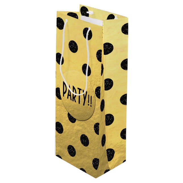 Sacola Para Vinho Pontos Brilhantes Negros Vinho de Ano Novo Saco de (Frente inclinada)