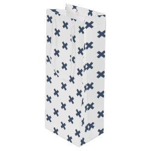 Sacola Para Vinho Pontos crus de cinza azul em branco