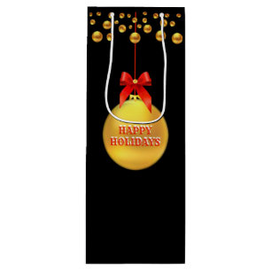 Sacola Para Vinho Pontos de Bolinhas Dourados de Natal