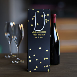Sacola Para Vinho Pontos de Confetti Dourados Faux Matam o Vinho Neg