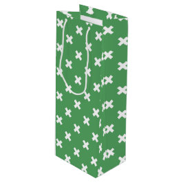 Sacola Para Vinho Pontos de cruz brancos em verde