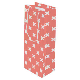 Sacola Para Vinho Pontos de cruz brancos sobre o pêssego