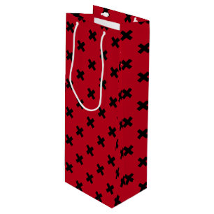 Sacola Para Vinho Pontos de cruz pretos em vermelho