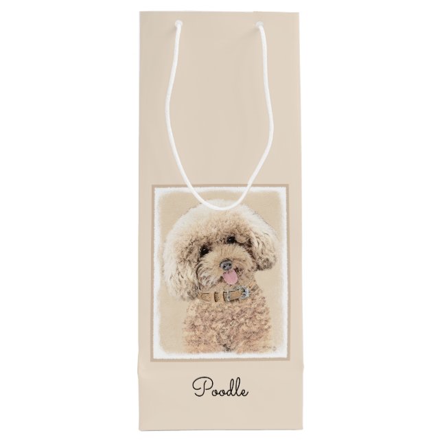 Sacola Para Vinho Poodle Miniature Toy Apricot Cream Brown Dog Art (Verso)