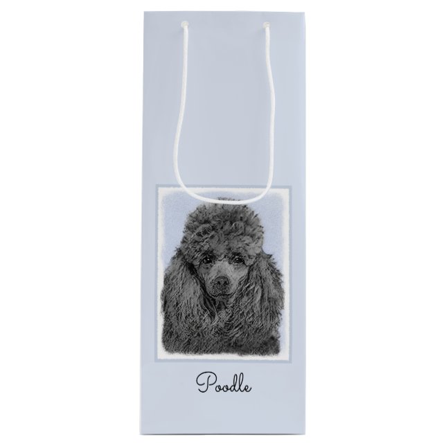 Sacola Para Vinho Poodle Painting Miniature Toy Black (Frente)