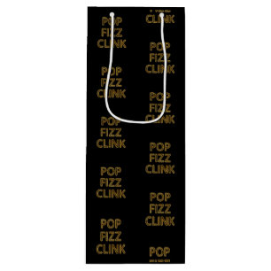 Sacola Para Vinho Pop Fizz Clink Moderna Tipografia de Ano Novo