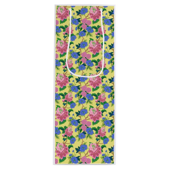 Sacola Para Vinho Preppy Chinoiserie Floral Gift Bag (Frente)