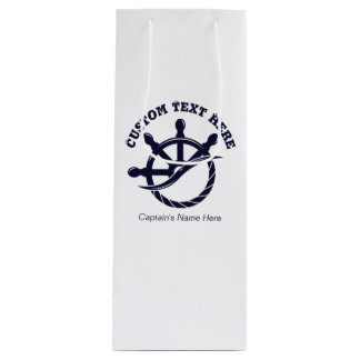 Sacola Para Vinho Presente Náutico de Capitão de Barco Personalizado