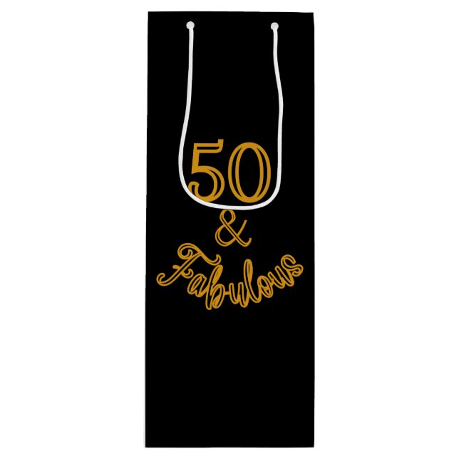 Sacola Para Vinho Preto e Dourado 50 e fabuloso (Frente)