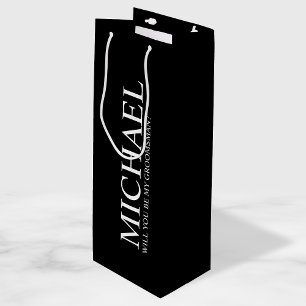 Sacola Para Vinho Preto moderno proposta personalizada do padrinho