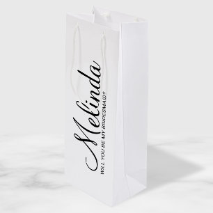 Sacola Para Vinho Proposta de Dama de Honra Personalizada Branca Mod