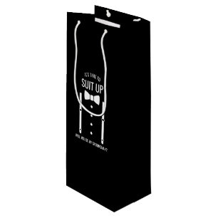 Sacola Para Vinho Proposta de Padrinho de casamento de Terno Tuxedo