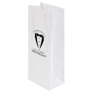 Sacola Para Vinho Proposta de Padrinho de casamento de Terno Tuxedo