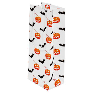 Sacola Para Vinho Pumpkins e Morcegos, Truque ou Tratar, Boo