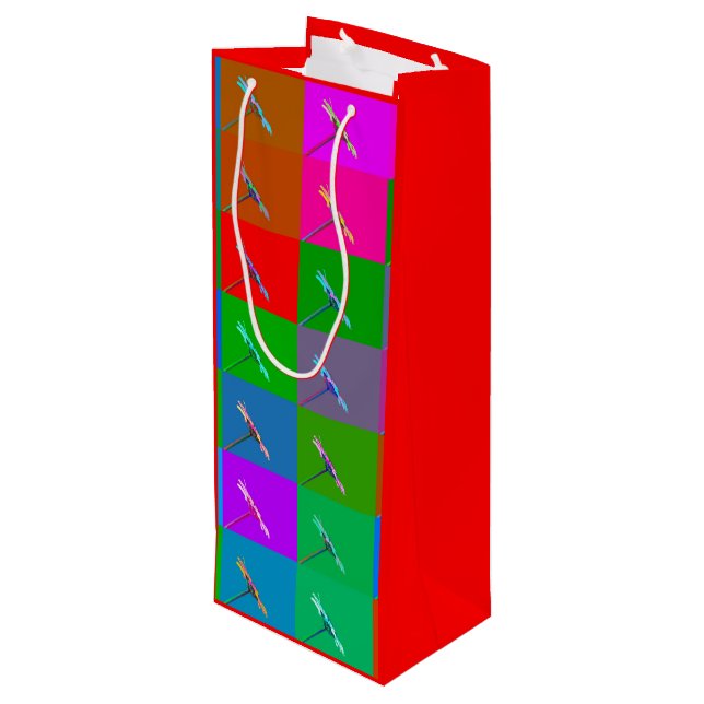 Sacola Para Vinho Quadrados de margarida coloridos, Impressão Abstra (Verso inclinado)