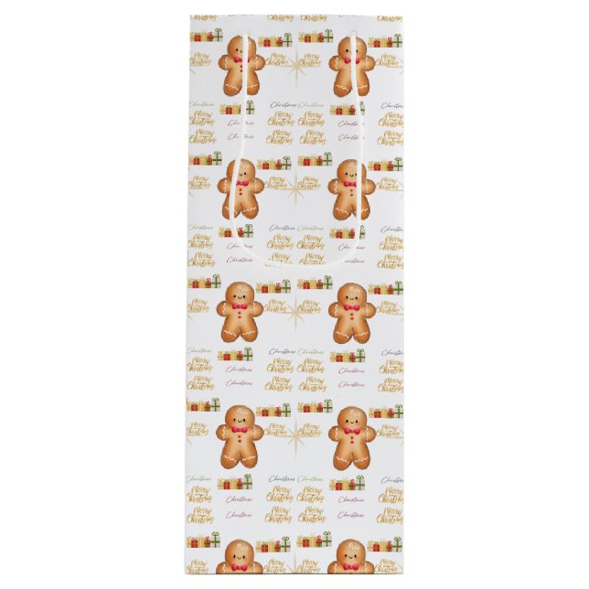 Sacola Para Vinho red Christmas  happy day and Christmas stocking (Frente)