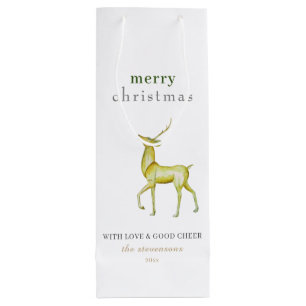Sacola Para Vinho Reinador Dourado de Natal Minimalista