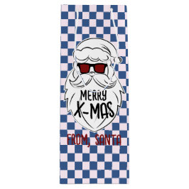 Sacola Para Vinho Retro Groovy Papai Noel Xadrez Azul Natal 