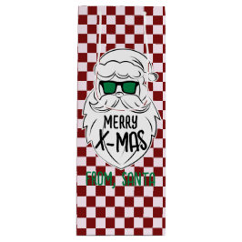 Sacola Para Vinho Retro Groovy Papai Noel Xadrez Vermelho Natal