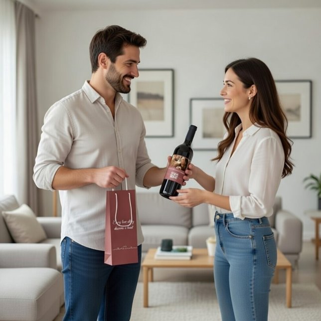 Sacola Para Vinho Romantic message personalized  (Criador carregado)