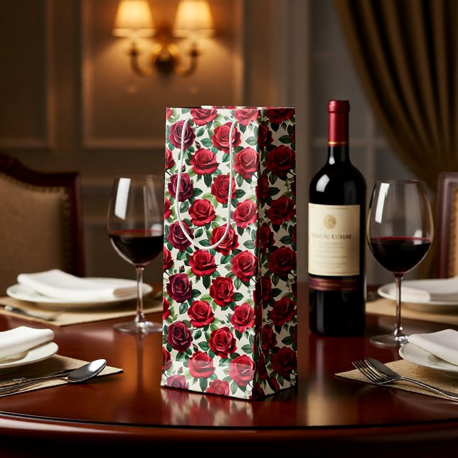 Sacola Para Vinho Romantic Roses Wine Gift Bag (Criador carregado)