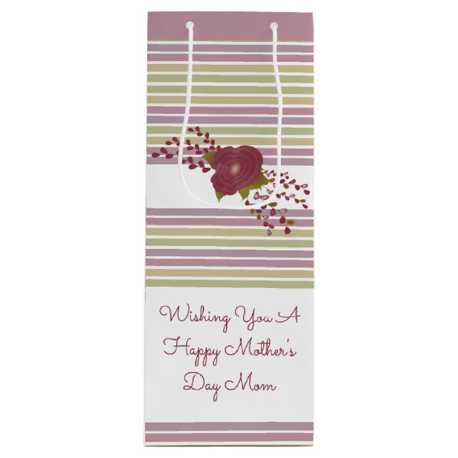 Sacola Para Vinho Rosa Dourado E Verde (Frente)