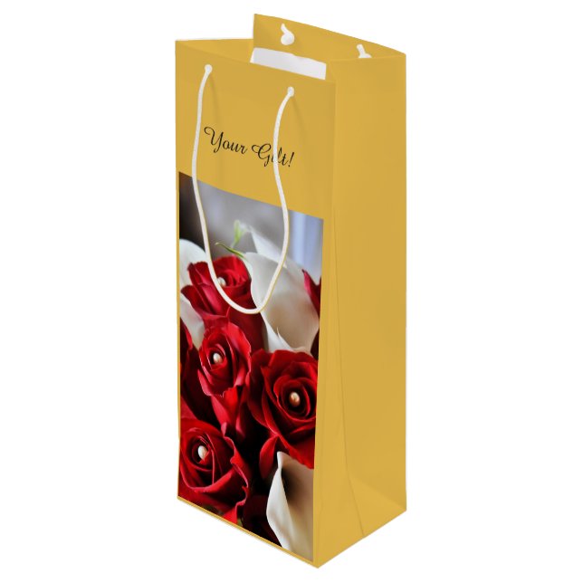 Sacola Para Vinho Rosa vermelha White Calla Lily Floral Flowers Pers (Verso inclinado)