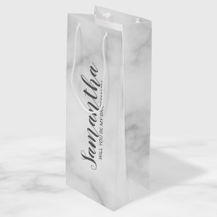 Sacola Para Vinho Roteiro de mármore elegante da proposta   da dama
