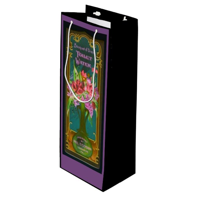 Sacola Para Vinho Rótulo de perfume floral vitoriano do buquê (Frente inclinada)